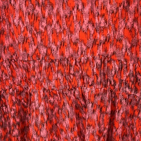 Joie large abstract print boho tiered red black maxi dress - Picture 4 of 6